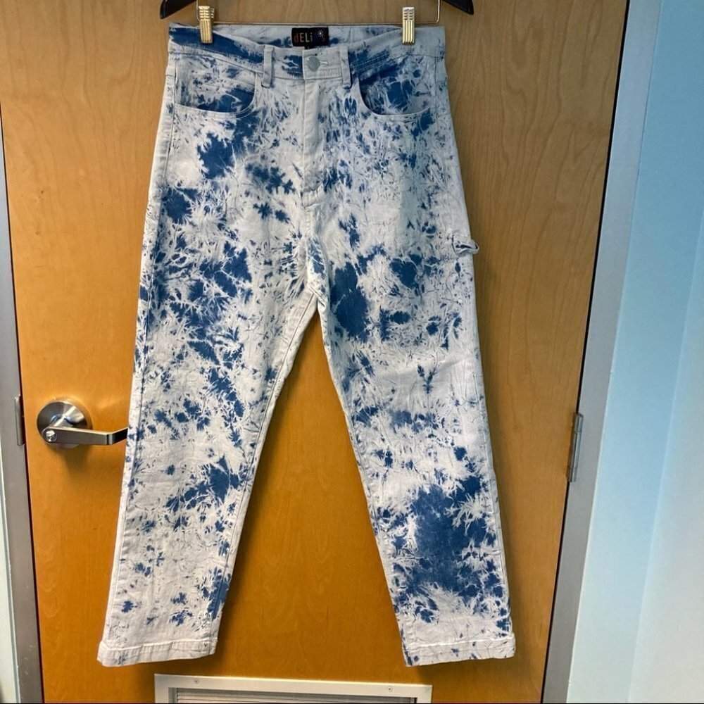 DELIA’S by Dolls Kills Bleach Tie Dye High Rise Tapered Leg Boyfriend Jeans